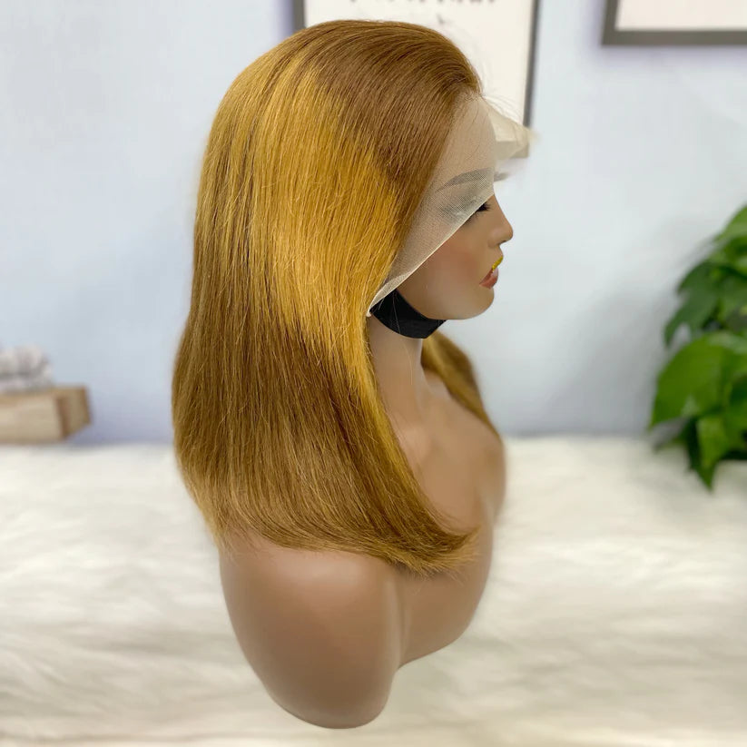 Color #T4/30/4，straight, 13x4 Lace Frontal wig 100% Virgin Human Hair Bob Wig