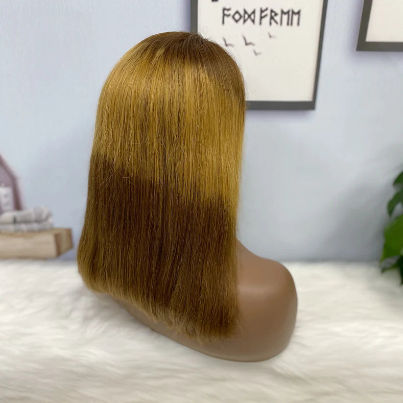 Color #T4/30/4，straight, 13x4 Lace Frontal wig 100% Virgin Human Hair Bob Wig