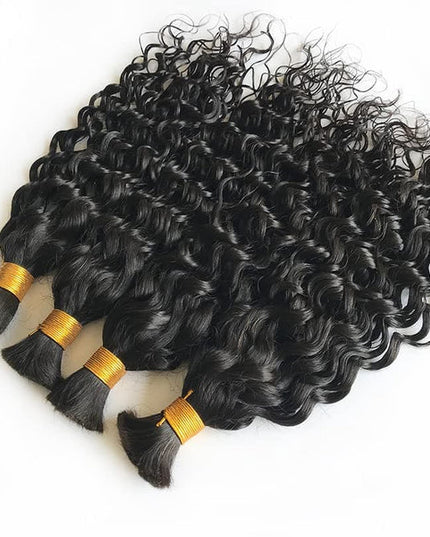 water wave natural black color 15A human hair bulk for braiding