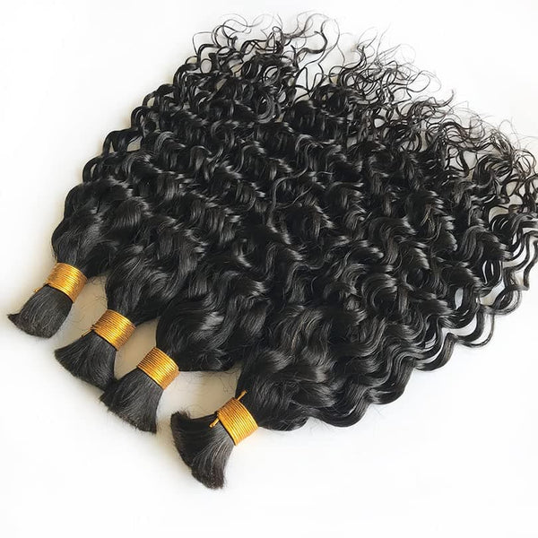 water wave natural black color 15A human hair bulk for braiding