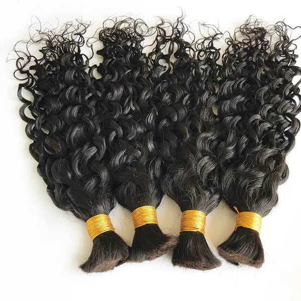 water wave natural black color 15A human hair bulk for braiding