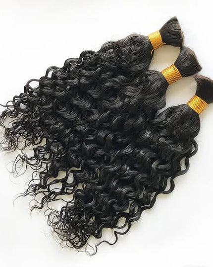 water wave natural black color 15A human hair bulk for braiding