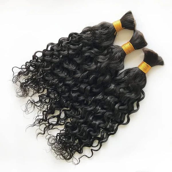 water wave natural black color 15A human hair bulk for braiding