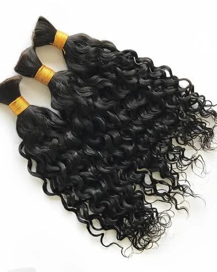 water wave natural black color 15A human hair bulk for braiding