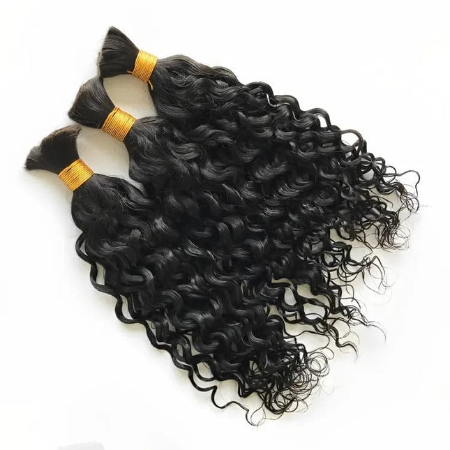 water wave natural black color 15A human hair bulk for braiding