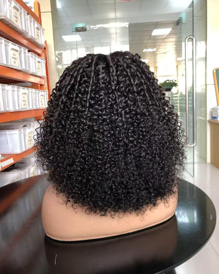 PIXIE curly Natural Black 4x4，5x5 Lace closure 100% Virgin Human Hair Wig 15A