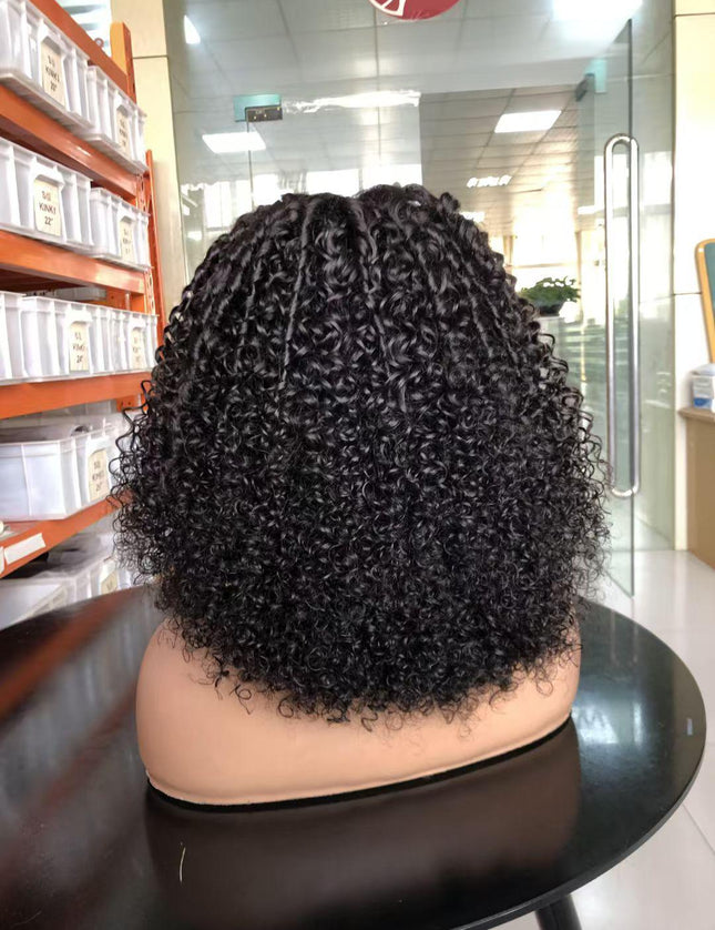 PIXIE curly Natural Black 4x4，5x5 Lace closure 100% Virgin Human Hair Wig 15A