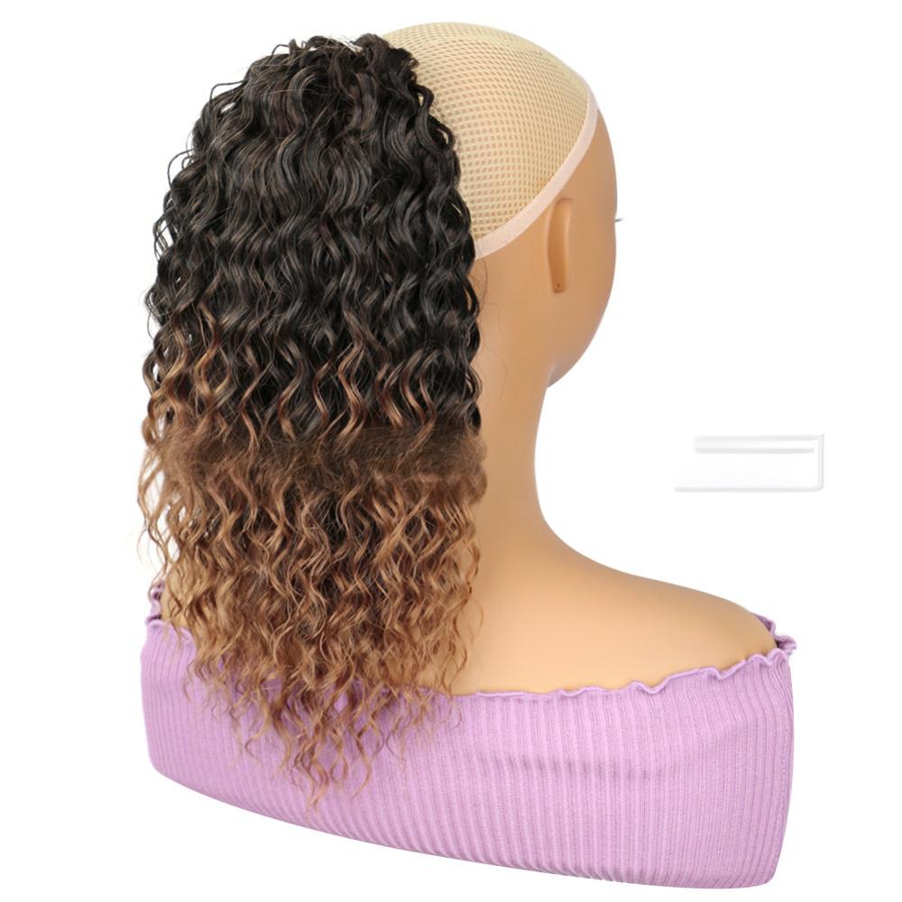 14 inch Drawstring style synthetic Deep wave , ponytail-ombre 1b/30