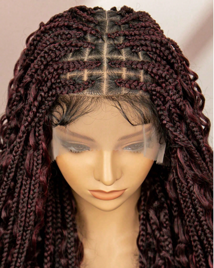 Synthetic Long Bohemian Braided Wigs Boho Box Braid Wigs for Black Women Twisted Braids Full Lace Braided Wigs -1B/99J
