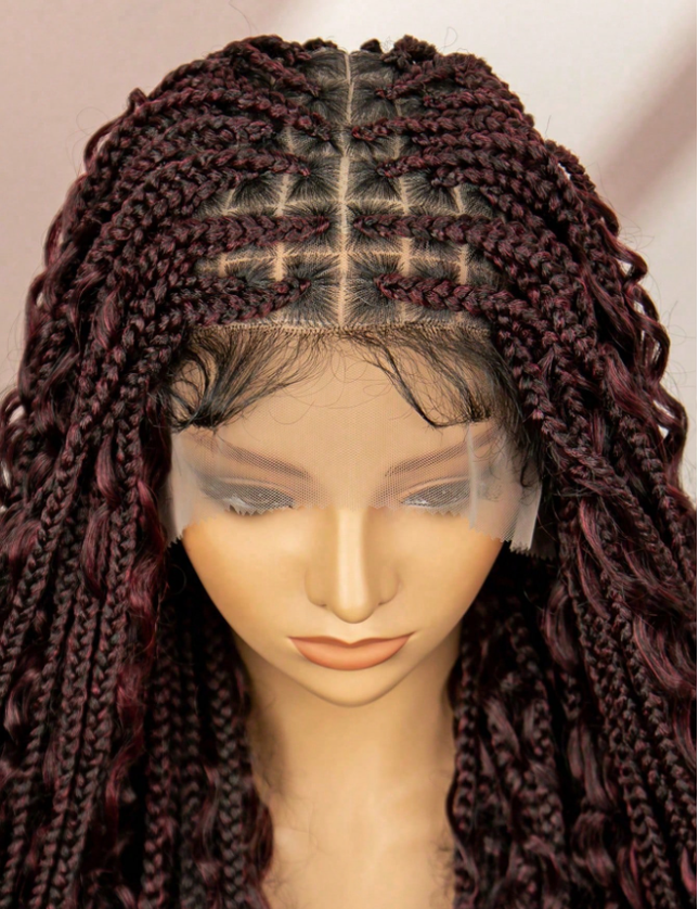 Synthetic Long Bohemian Braided Wigs Boho Box Braid Wigs for Black Women Twisted Braids Full Lace Braided Wigs -1B/99J