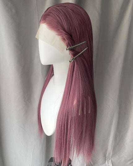 Synthetic lace frontal color wig straight---13*4---Dusty Purple color---pay 1 get 2