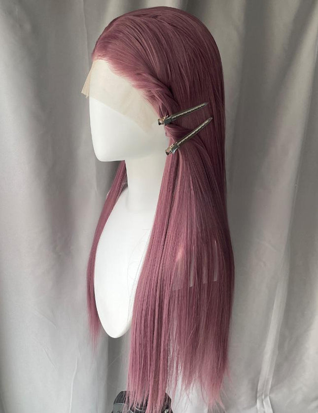 Synthetic lace frontal color wig straight---13*4---Dusty Purple color---pay 1 get 2