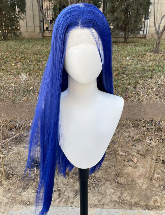 Synthetic lace frontal color wig straight---13*4---navy blue color--pay 1 get 2