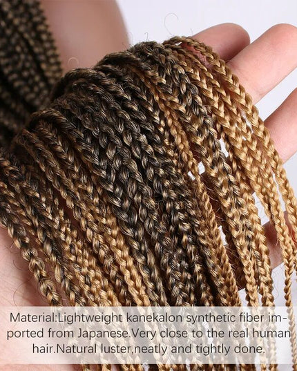 Synthetic Transparent Full Lace Braided Wigs Knotless Box Braids Wig # 1B/27