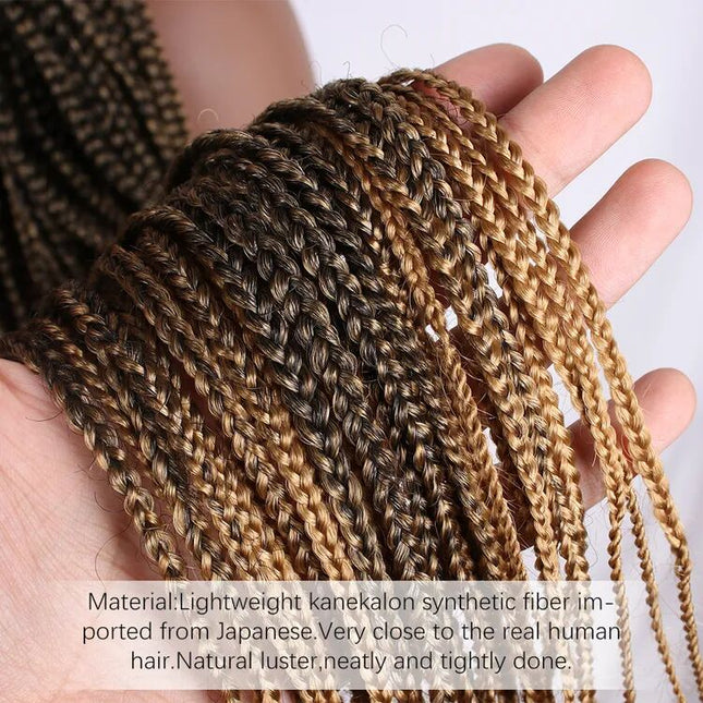 Synthetic Transparent Full Lace Braided Wigs Knotless Box Braids Wig # 1B/27
