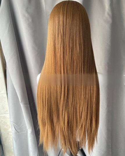 Synthetic lace frontal color wig straight---13*4---dark blonde color---pay 1 get 2