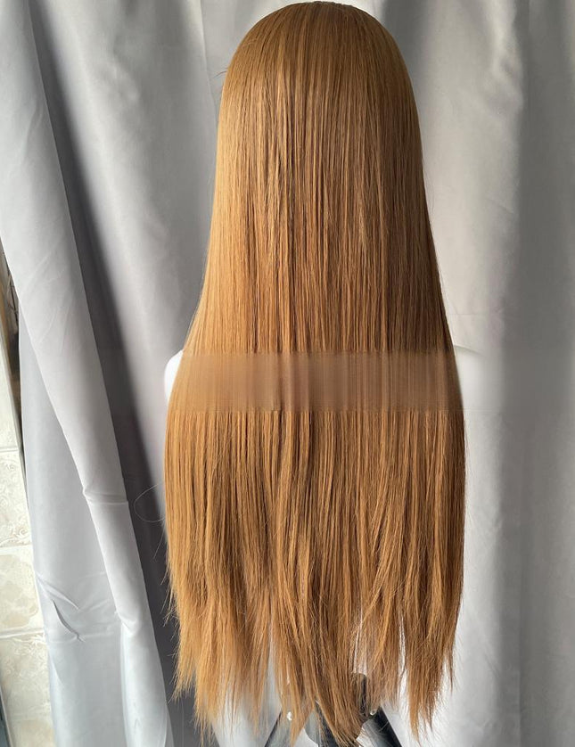 Synthetic lace frontal color wig straight---13*4---dark blonde color---pay 1 get 2