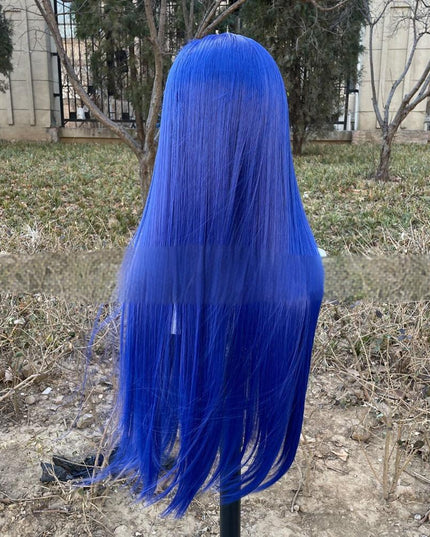 Synthetic lace frontal color wig straight---13*4---navy blue color--pay 1 get 2