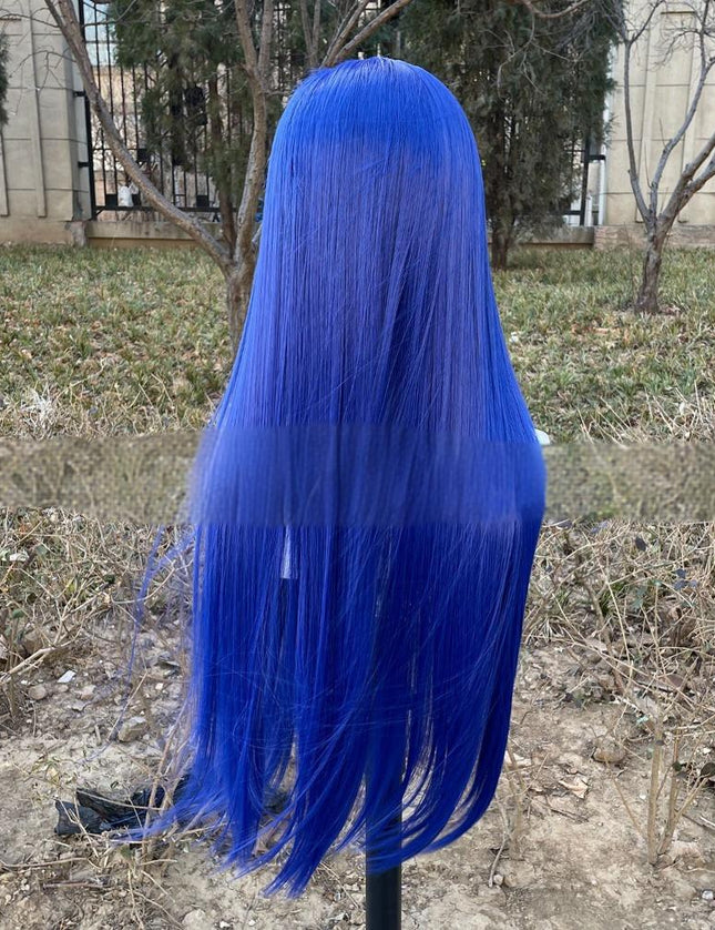 Synthetic lace frontal color wig straight---13*4---navy blue color--pay 1 get 2