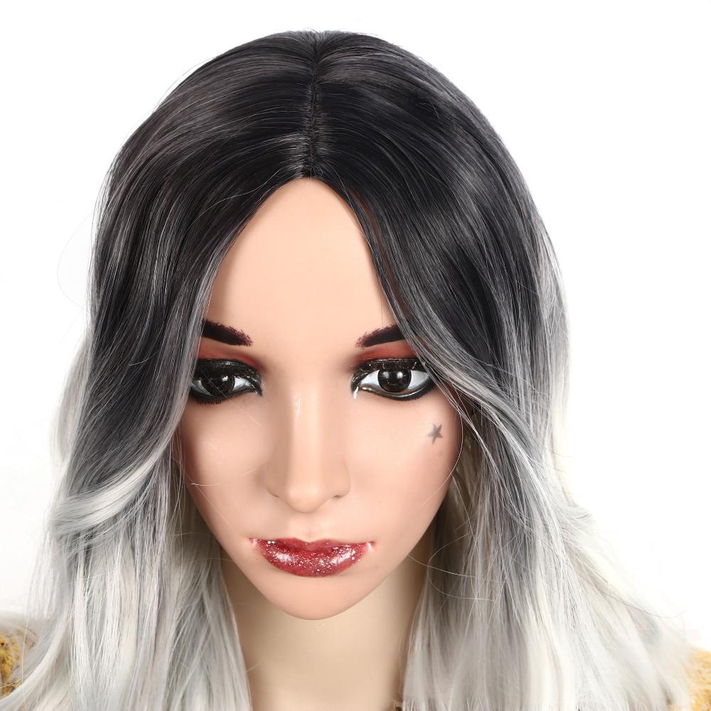 Fiber wig  big wave gray color-2