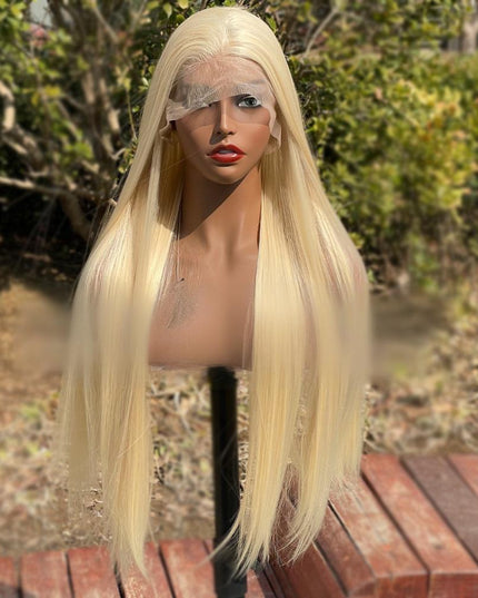 Synthetic lace frontal color wig straight---13*4---blonde color--pay 1 get 2