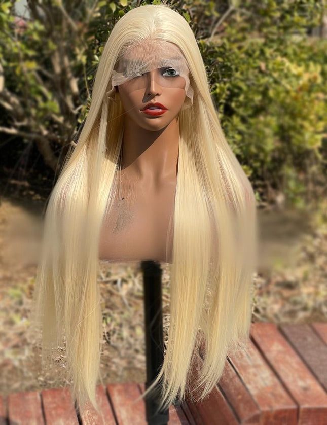 Synthetic lace frontal color wig straight---13*4---blonde color--pay 1 get 2