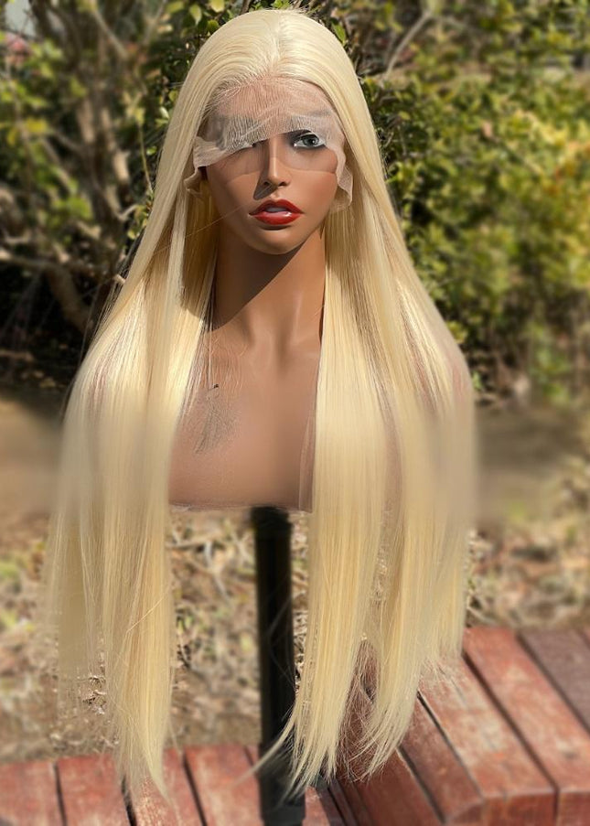 Synthetic lace frontal color wig straight---13*4---blonde color--pay 1 get 2