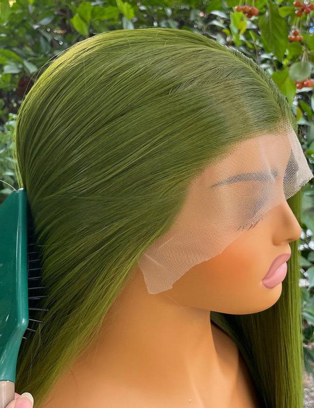 Synthetic lace frontal color wig---13*4---yellow-green color---- pay 1 get 2