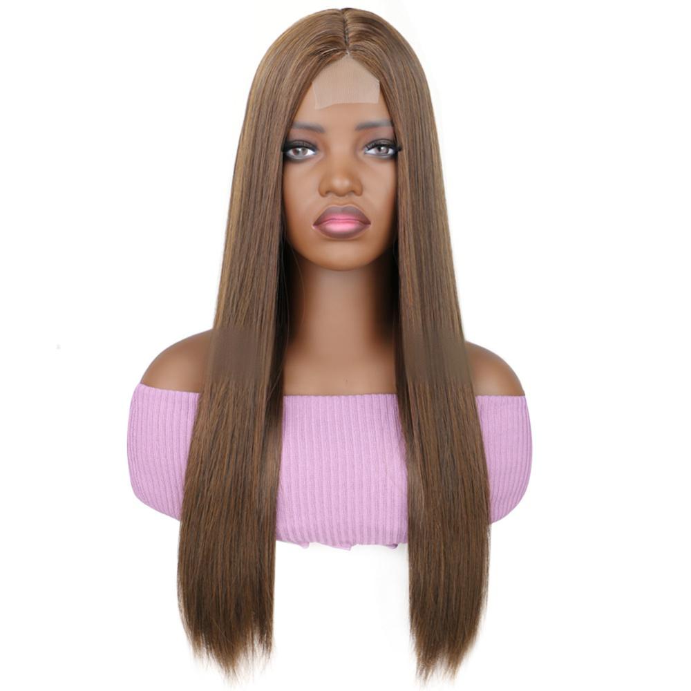 Synthetic fiber lace wig straight highlight color-1
