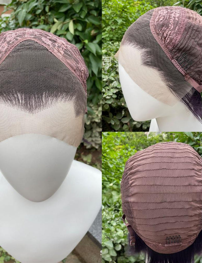 Synthetic lace frontal color wig---13*4---Raspberry Red color