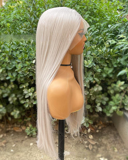 Synthetic lace frontal color wig straight---13*4---Misty gray color---pay 1 get 2