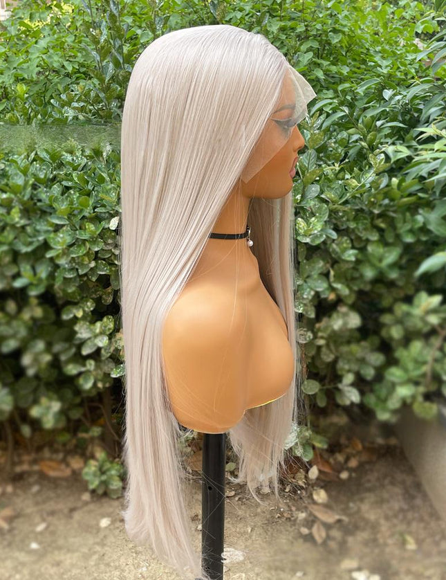 Synthetic lace frontal color wig straight---13*4---Misty gray color---pay 1 get 2