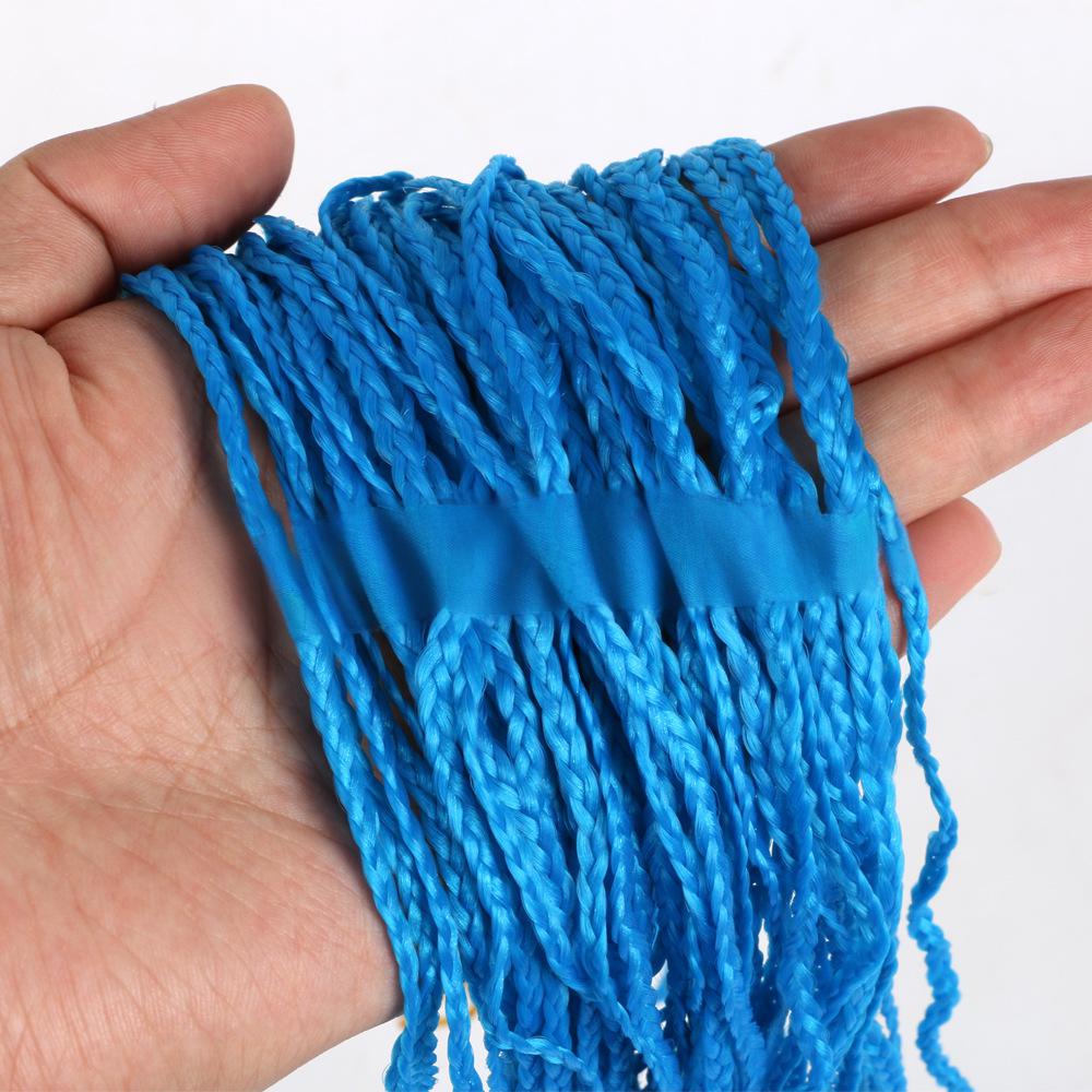 Fiber Thin three strand braid, straight Crochet Box Braids-- blue color