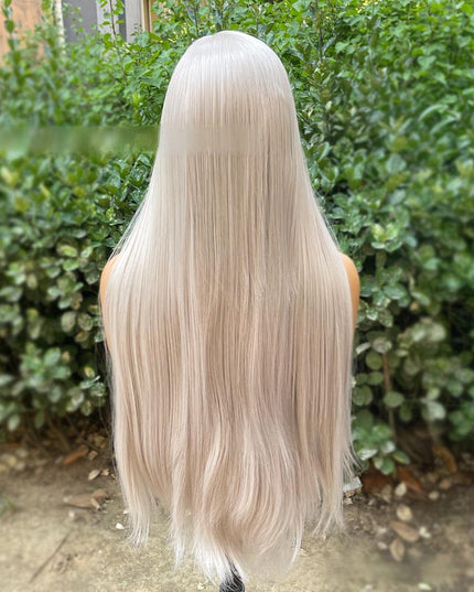 Synthetic lace frontal color wig straight---13*4---Misty gray color---pay 1 get 2