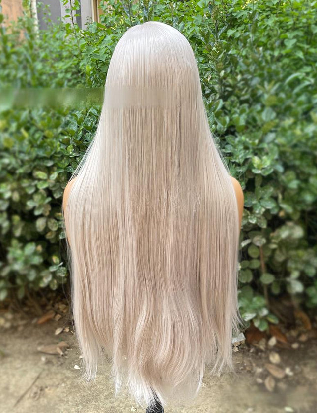 Synthetic lace frontal color wig straight---13*4---Misty gray color---pay 1 get 2