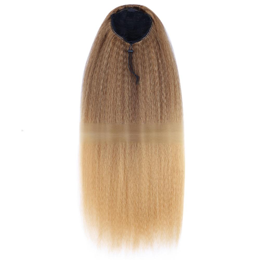 22 inch  fiber drawstring ponytail YAKI silk fluffy corn perm-3