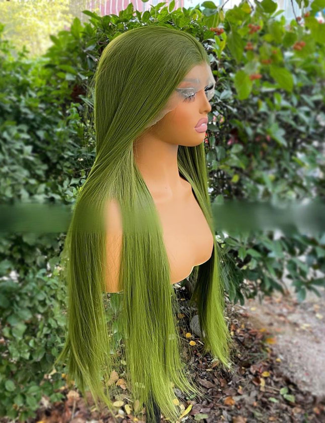 Synthetic lace frontal color wig---13*4---yellow-green color---- pay 1 get 2
