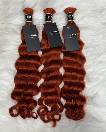 Loose deep wave dark ginger color 15A human hair bulk for braiding
