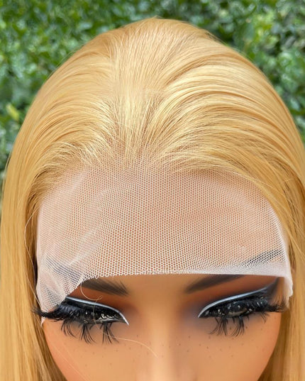 Synthetic lace frontal color wig straight---13*4---golden color---pay 1 get 2