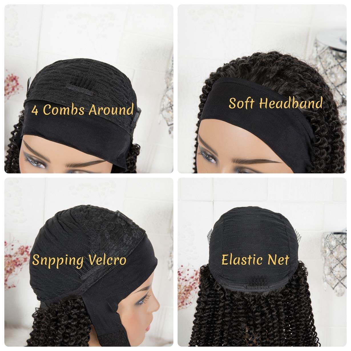 Natural color afro kinky 100% Virgin Human Hair headband wig