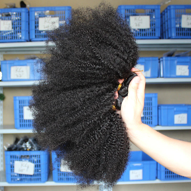 Afro kinky Virgin human Hair bundles natural color 1pc