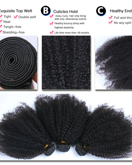 Afro kinky Virgin human Hair bundles natural color 1pc
