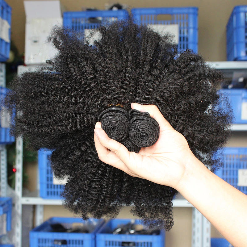 Afro kinky Virgin human Hair bundles natural color 1pc