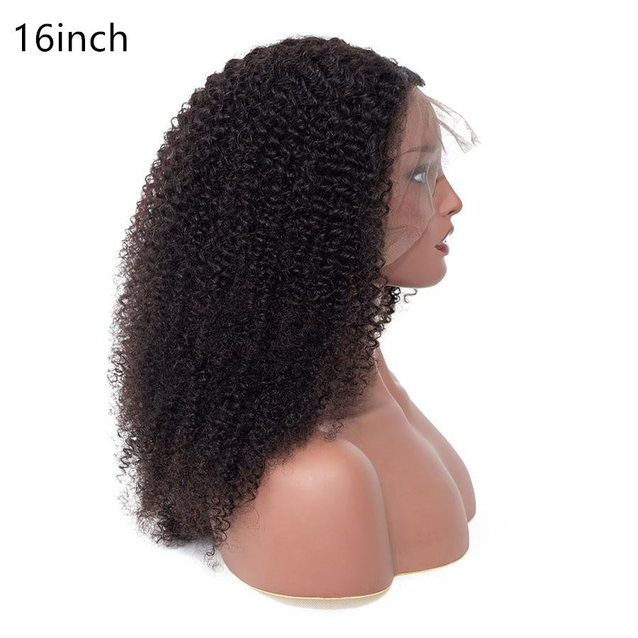 Natural black 13x4 Lace Frontal coily_curly 100% Virgin Human Hair Transparent LACE Wig 180% density