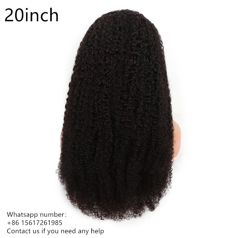 Natural black 13x4 Lace Frontal coily_curly 100% Virgin Human Hair Transparent LACE Wig 180% density