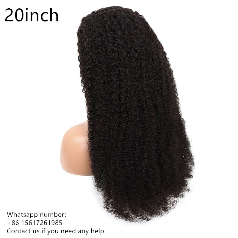 Natural black 13x4 Lace Frontal coily_curly 100% Virgin Human Hair Transparent LACE Wig 180% density