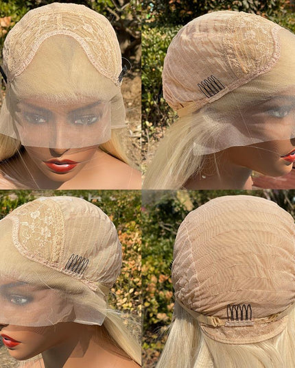 Synthetic lace frontal color wig straight---13*4---blonde color--pay 1 get 2