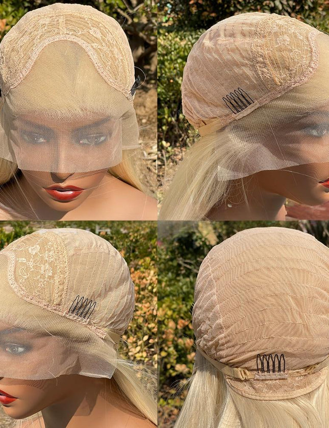 Synthetic lace frontal color wig straight---13*4---blonde color--pay 1 get 2