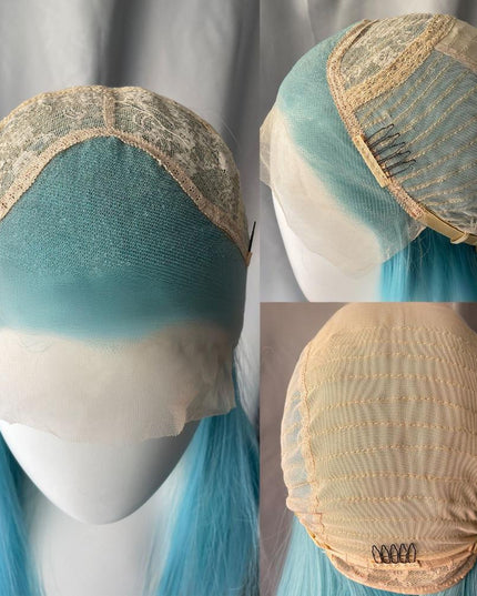 Synthetic lace frontal color wig straight---13*4---turquoise green color