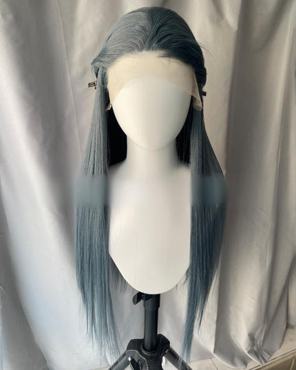 Synthetic lace frontal color wig straight---13*4---slate blue color---pay 1 get 2